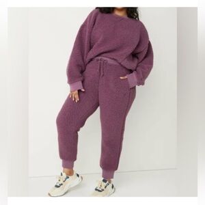 PINK Victoria's Secret Plum Purple Fluffy Sweatshirt & Joggers Set